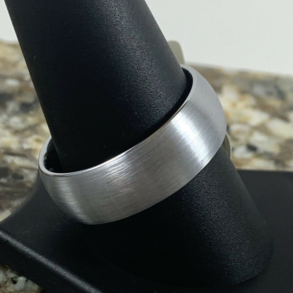 8mm Brushed Tungsten Wedding Band Size 10.5